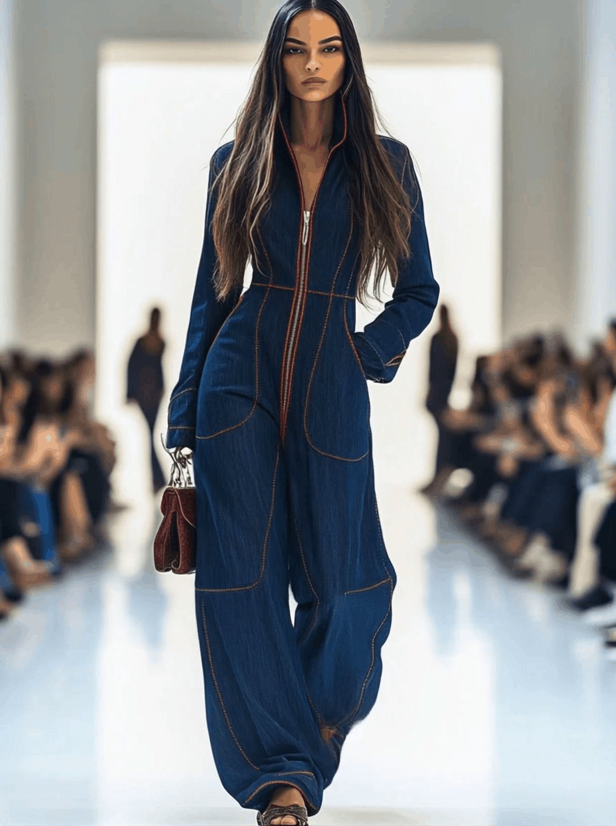 Freya | Women's Wide-Leg Denim Jumpsuit | Zip-Front · Eltrendio