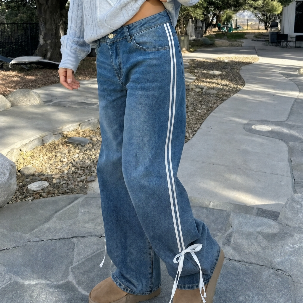 Freya | Women's Wide-Leg Jeans | Side Stripe · Eltrendio