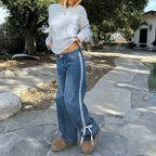 Freya | Women's Wide-Leg Jeans | Side Stripe · Eltrendio