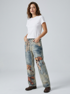 Freya | Women's Wide-Leg Jeans | Teddy Bear Print · Eltrendio