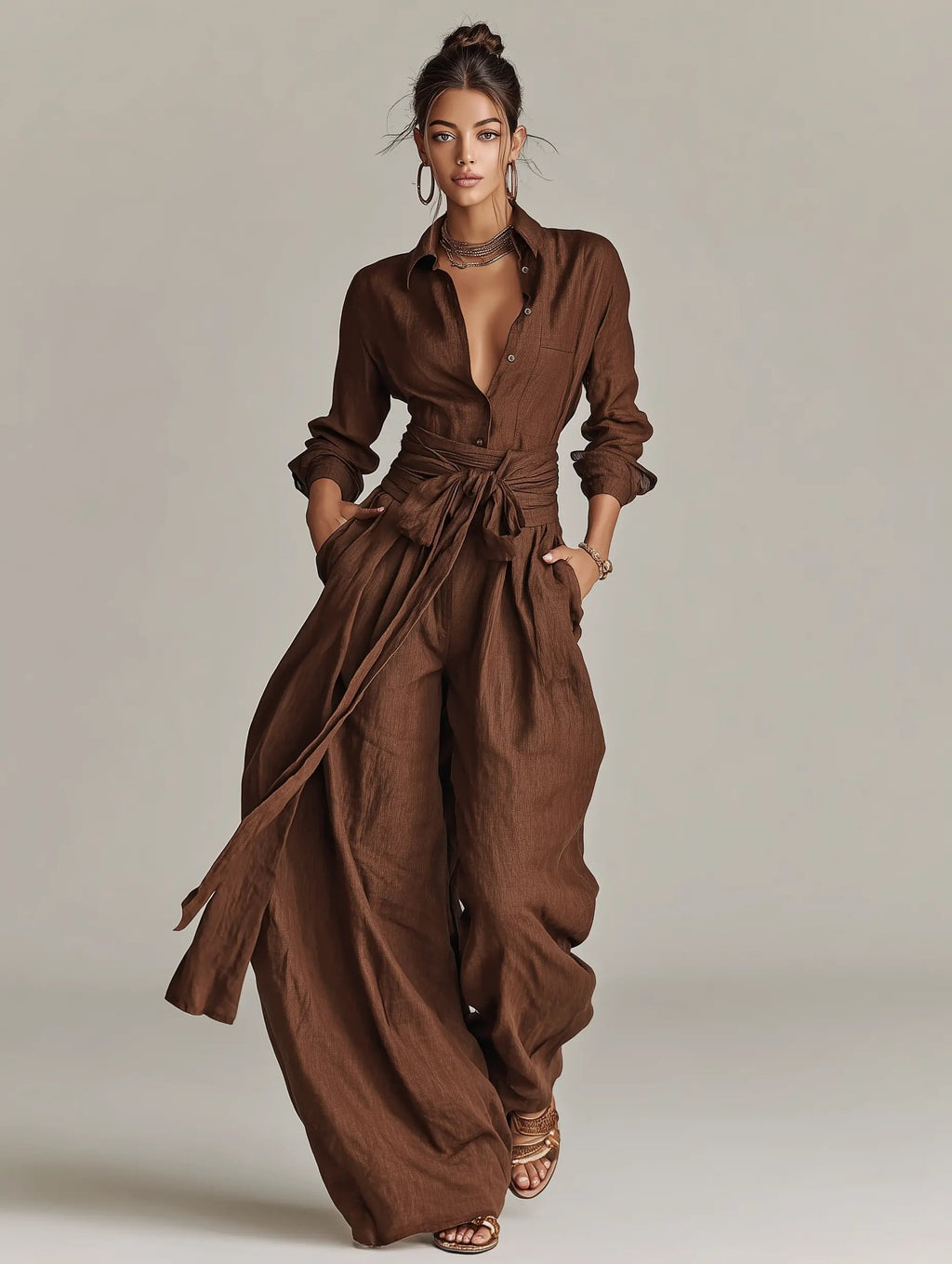 Freya | Women's Wide-Leg Jumpsuit | Tie Waist · Eltrendio