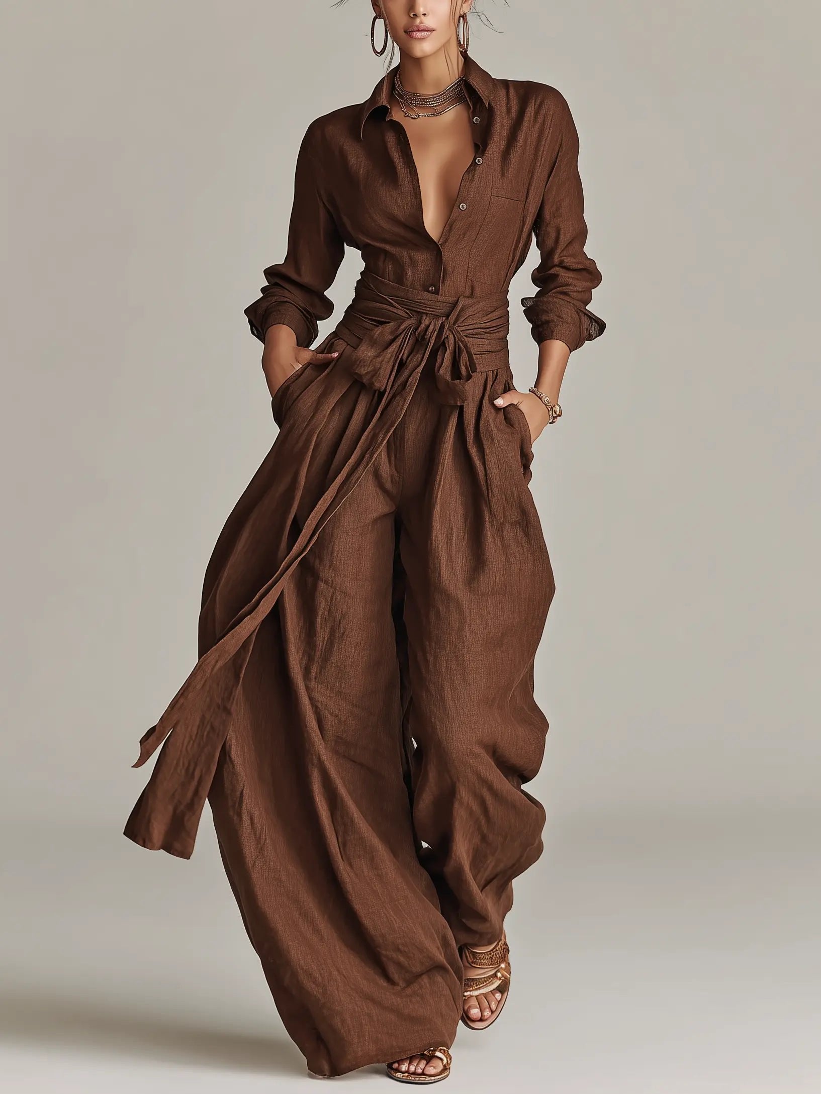 Freya | Women's Wide-Leg Jumpsuit | Tie Waist · Eltrendio