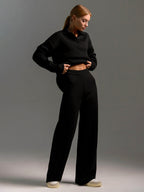 Freya | Women's Wide-Leg Loungewear Set | Collared Top · Eltrendio