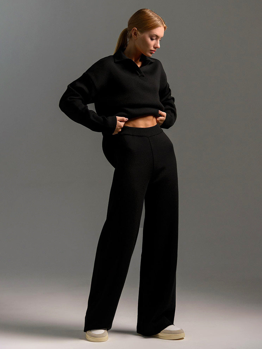 Freya | Women's Wide-Leg Loungewear Set | Collared Top · Eltrendio
