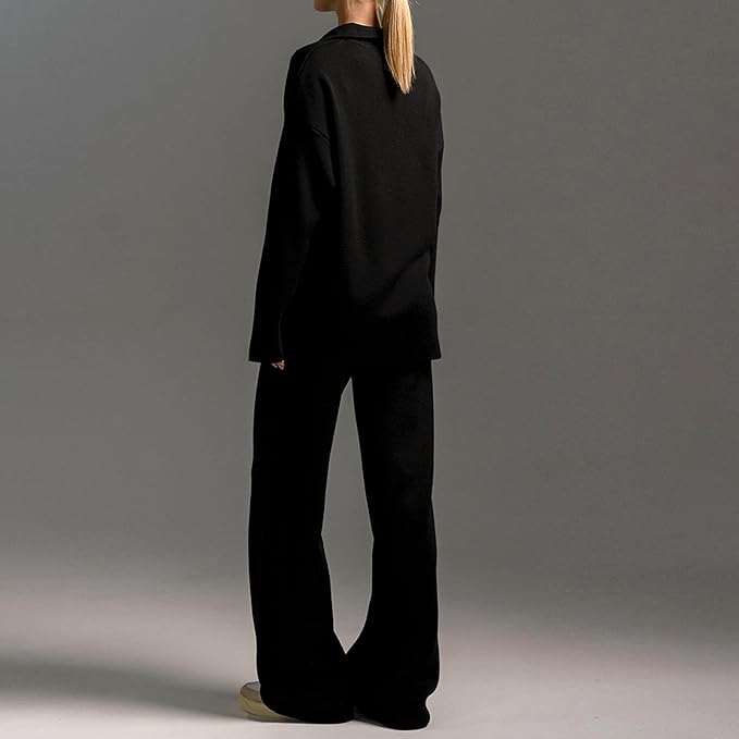 Freya | Women's Wide-Leg Loungewear Set | Collared Top · Eltrendio