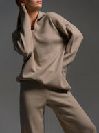 Freya | Women's Wide-Leg Loungewear Set | Collared Top · Eltrendio