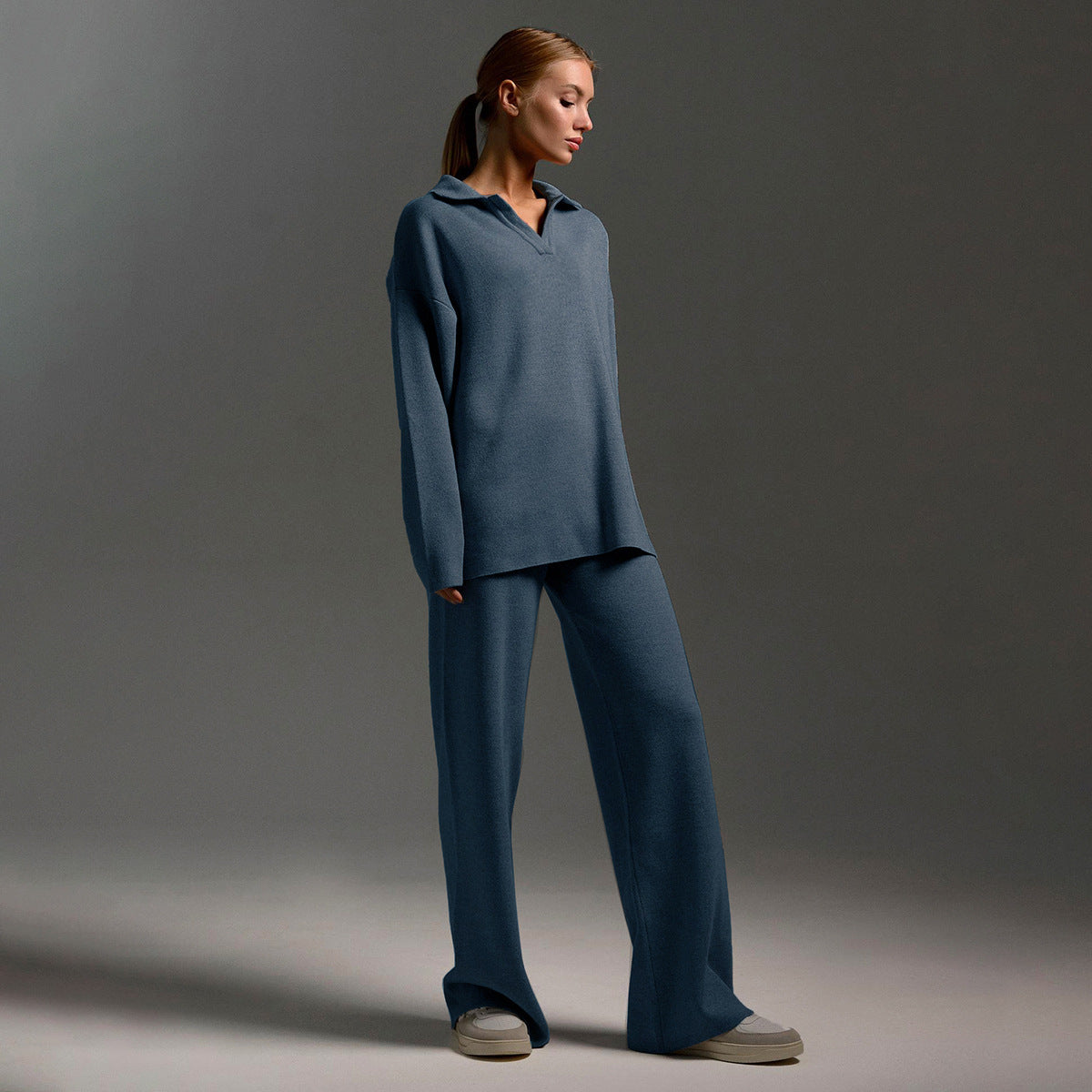 Freya | Women's Wide-Leg Loungewear Set | Collared Top · Eltrendio