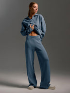 Freya | Women's Wide-Leg Loungewear Set | Collared Top · Eltrendio