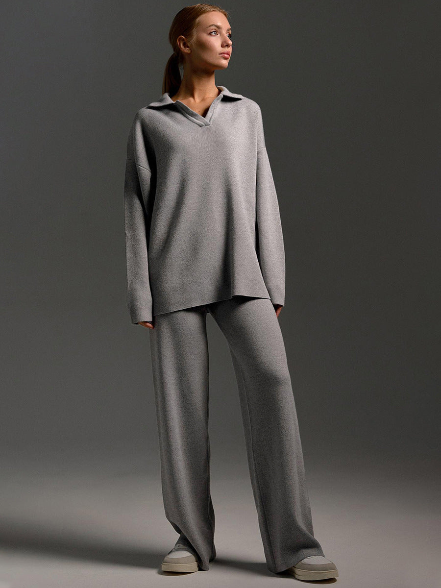 Freya | Women's Wide-Leg Loungewear Set | Collared Top · Eltrendio