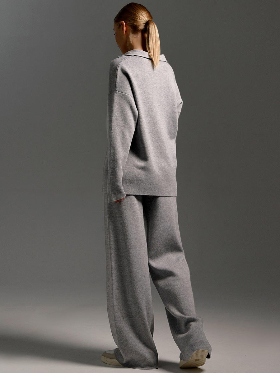 Freya | Women's Wide-Leg Loungewear Set | Collared Top · Eltrendio