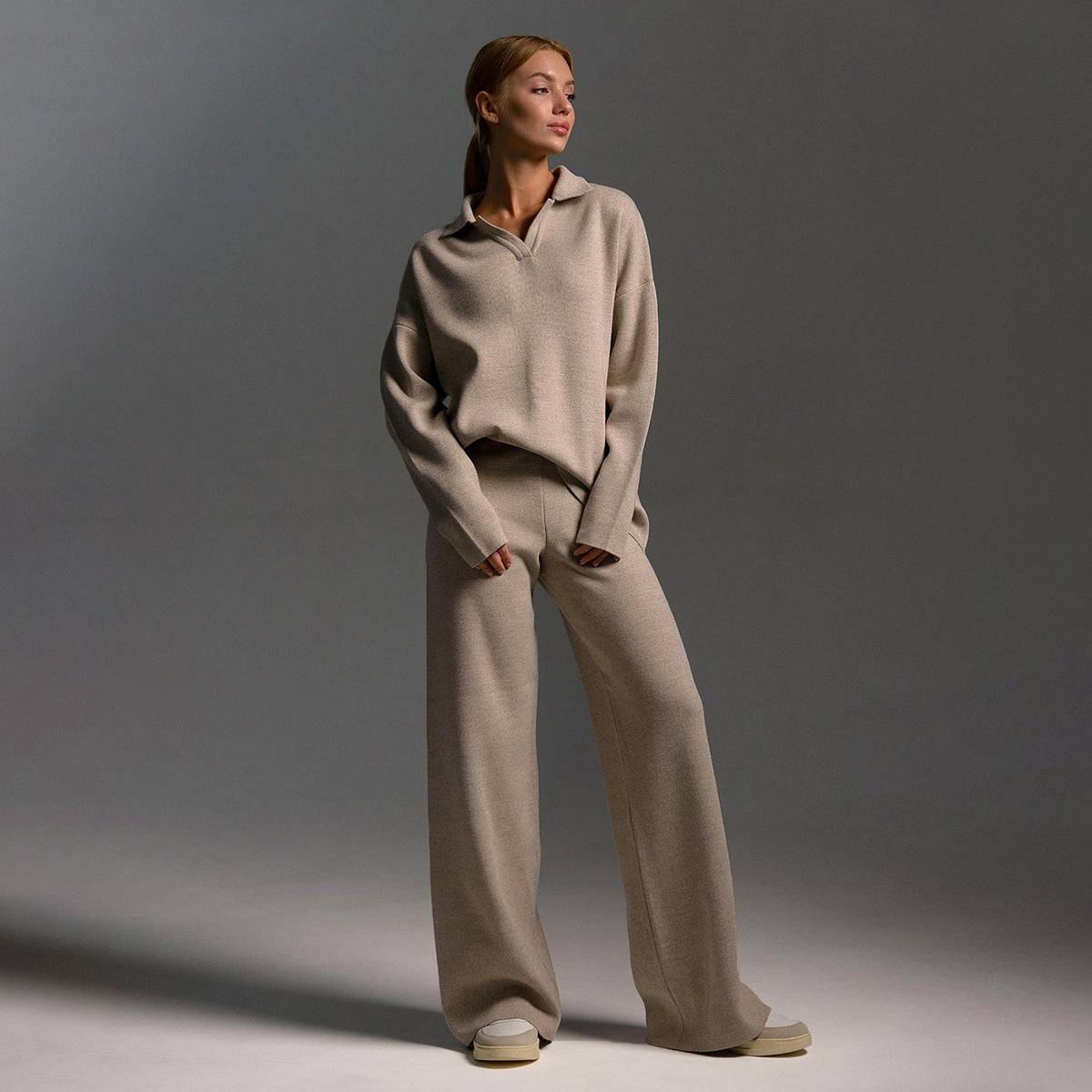 Freya | Women's Wide-Leg Loungewear Set | Collared Top · Eltrendio