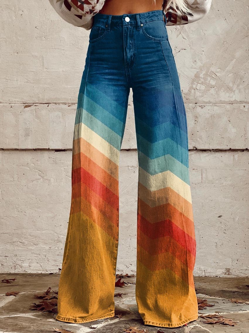 Freya | Women's Wide-Leg Trousers | Chevron Print · Eltrendio