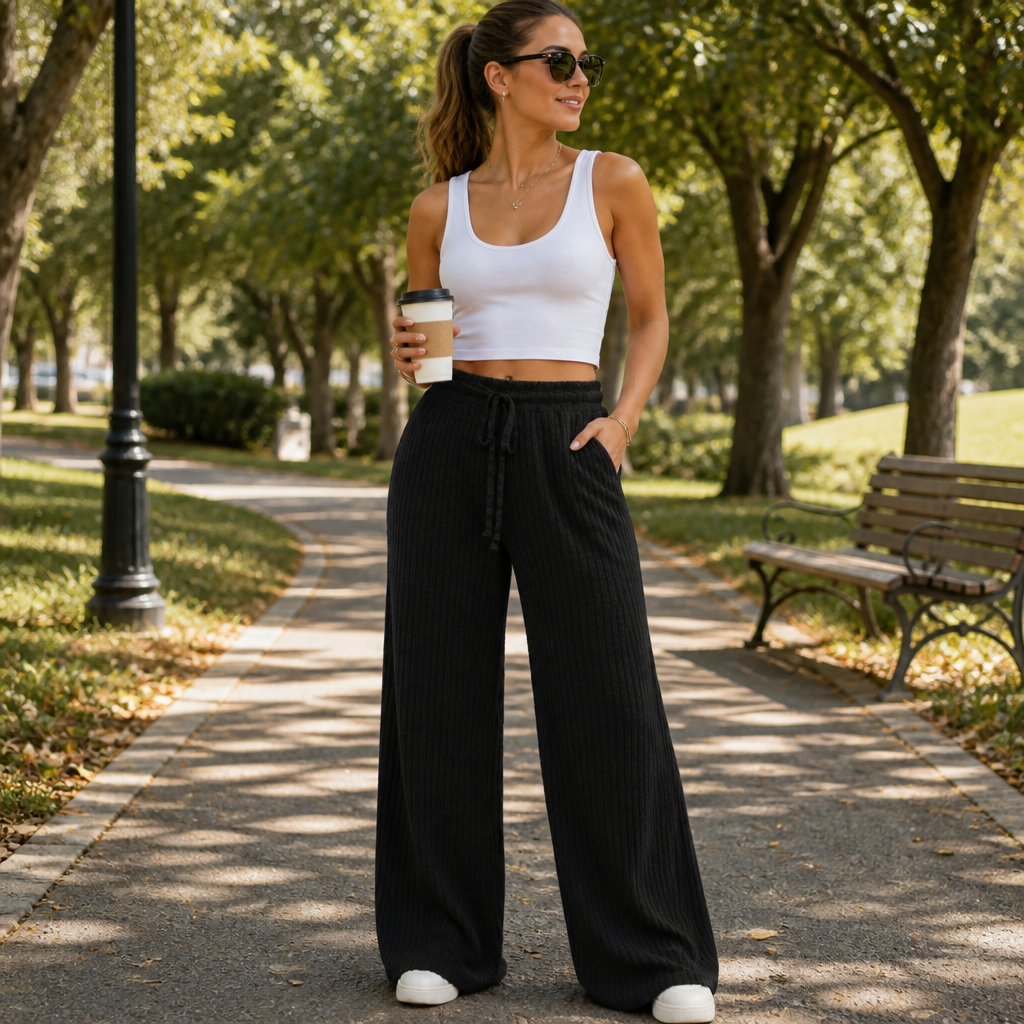 Freya | Women's Wide-Leg Trousers | Drawstring Waist · Eltrendio