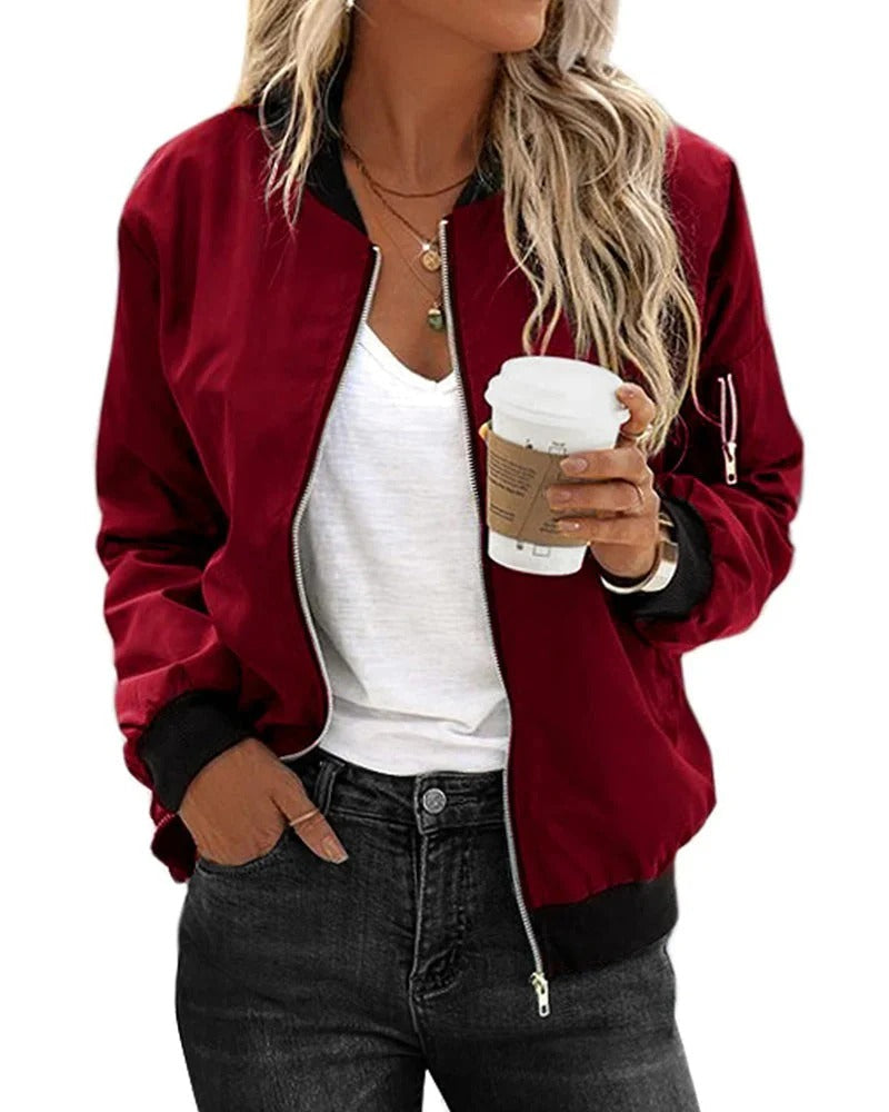 Freya | Women's Zip Bomber Jacket | Ribbed Cuffs · Eltrendio