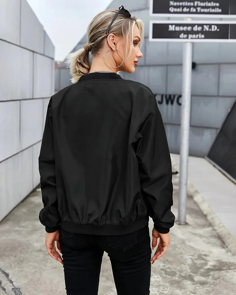 Freya | Women's Zip Bomber Jacket | Ribbed Cuffs · Eltrendio