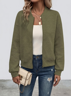 Freya | Women's Zip-Up Bomber Jacket | Textured Knit-Eltrendio