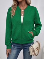 Freya | Women's Zip-Up Bomber Jacket | Textured Knit-Eltrendio