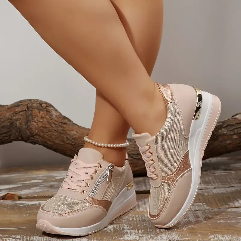 Grace | Women's Lace-Up Trainers | Side Zip · Eltrendio
