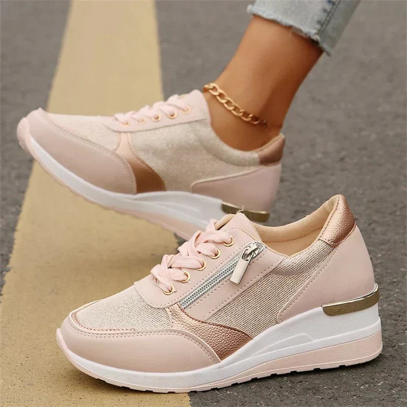Grace | Women's Lace-Up Trainers | Side Zip · Eltrendio