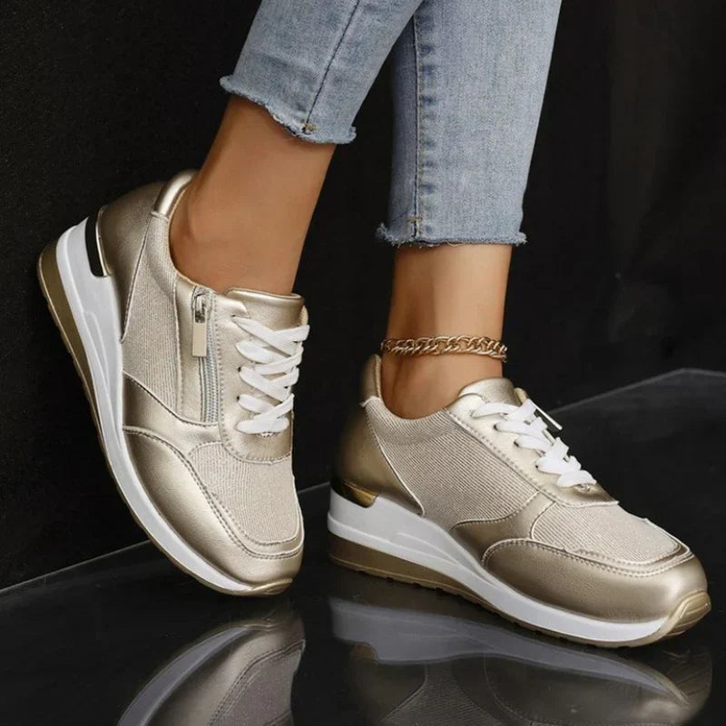 Grace | Women's Lace-Up Trainers | Side Zip · Eltrendio