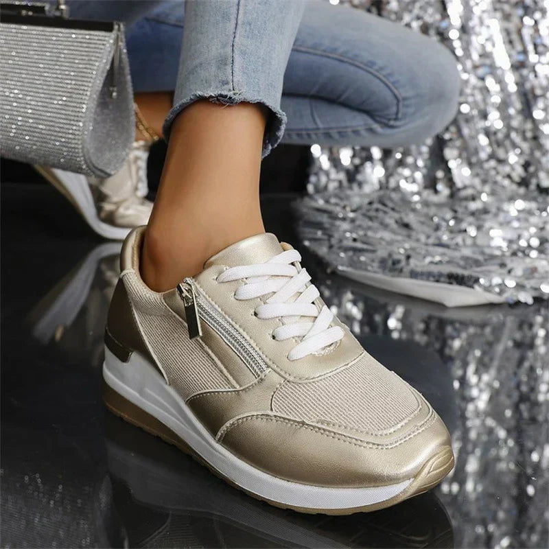 Grace | Women's Lace-Up Trainers | Side Zip · Eltrendio