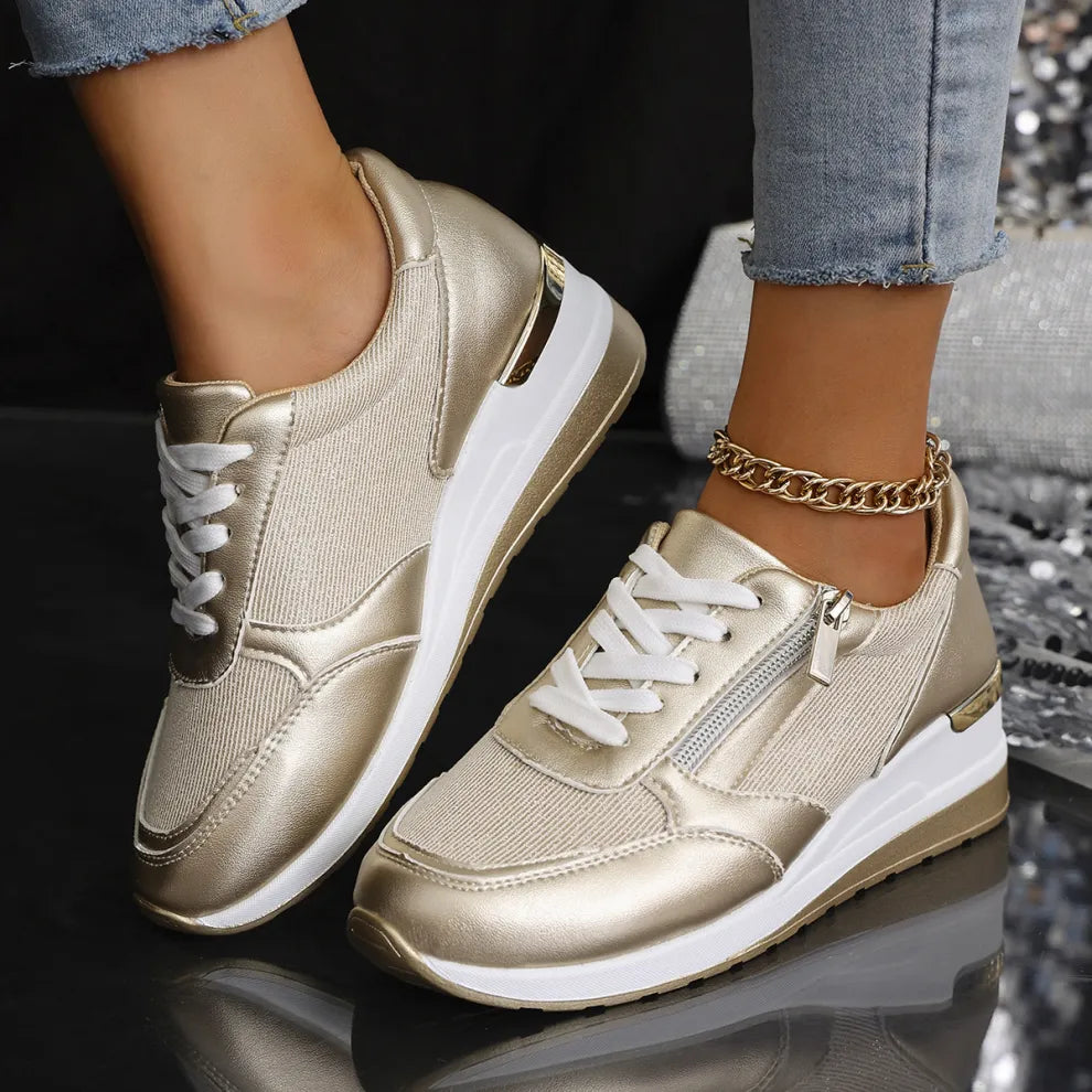 Grace | Women's Lace-Up Trainers | Side Zip · Eltrendio