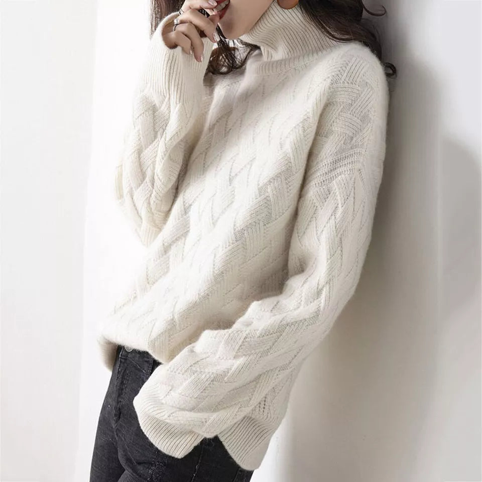 Grace | Women's Roll Neck Jumper | Cable Knit · Eltrendio