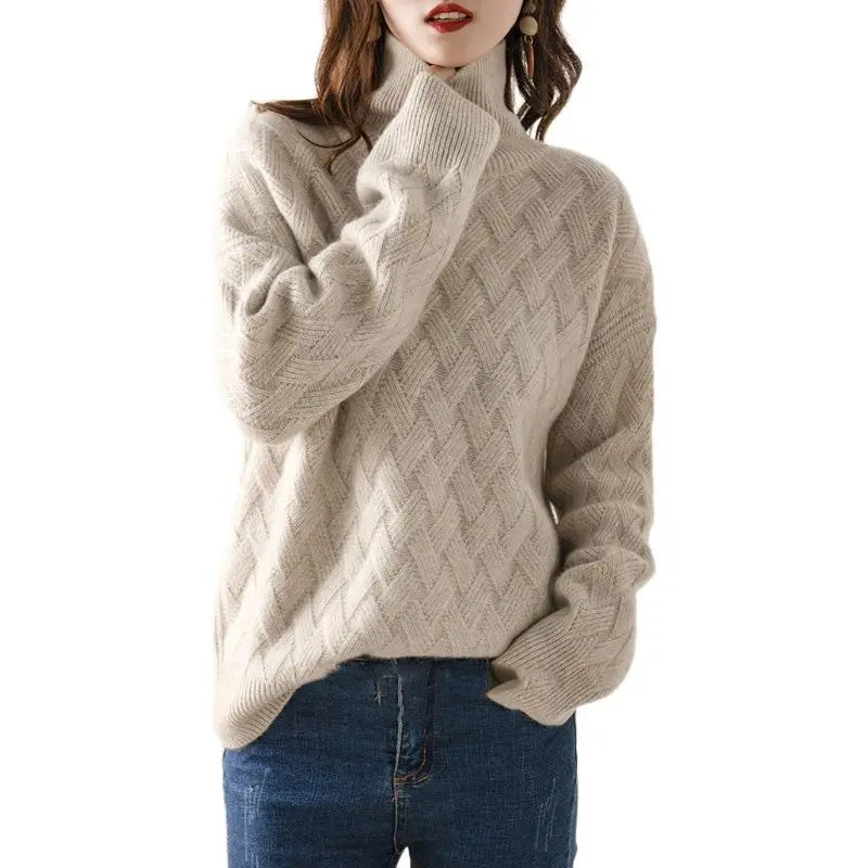 Grace | Women's Roll Neck Jumper | Cable Knit · Eltrendio