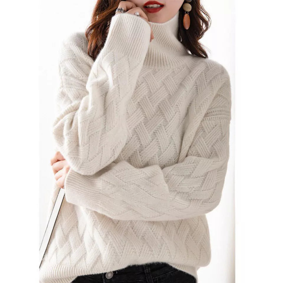 Grace | Women's Roll Neck Jumper | Cable Knit · Eltrendio