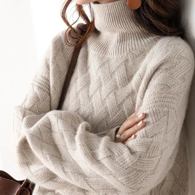 Grace | Women's Roll Neck Jumper | Cable Knit · Eltrendio