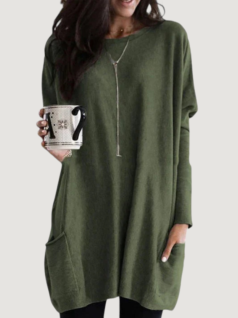 Hannah | Women's Long Sleeve Tunic Top | Pocket Detail · Eltrendio