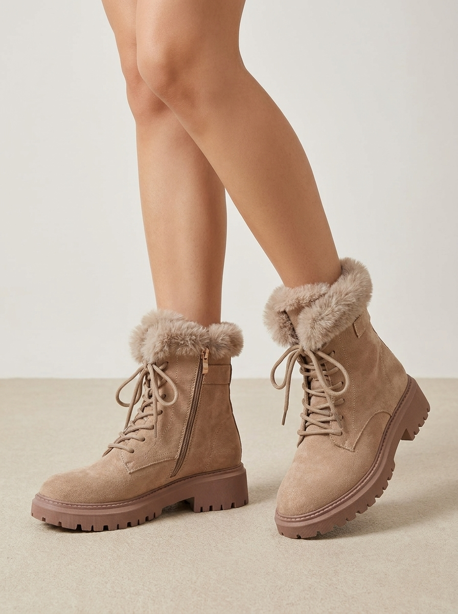 Harper | Women's Lace-Up Boots | Faux Fur