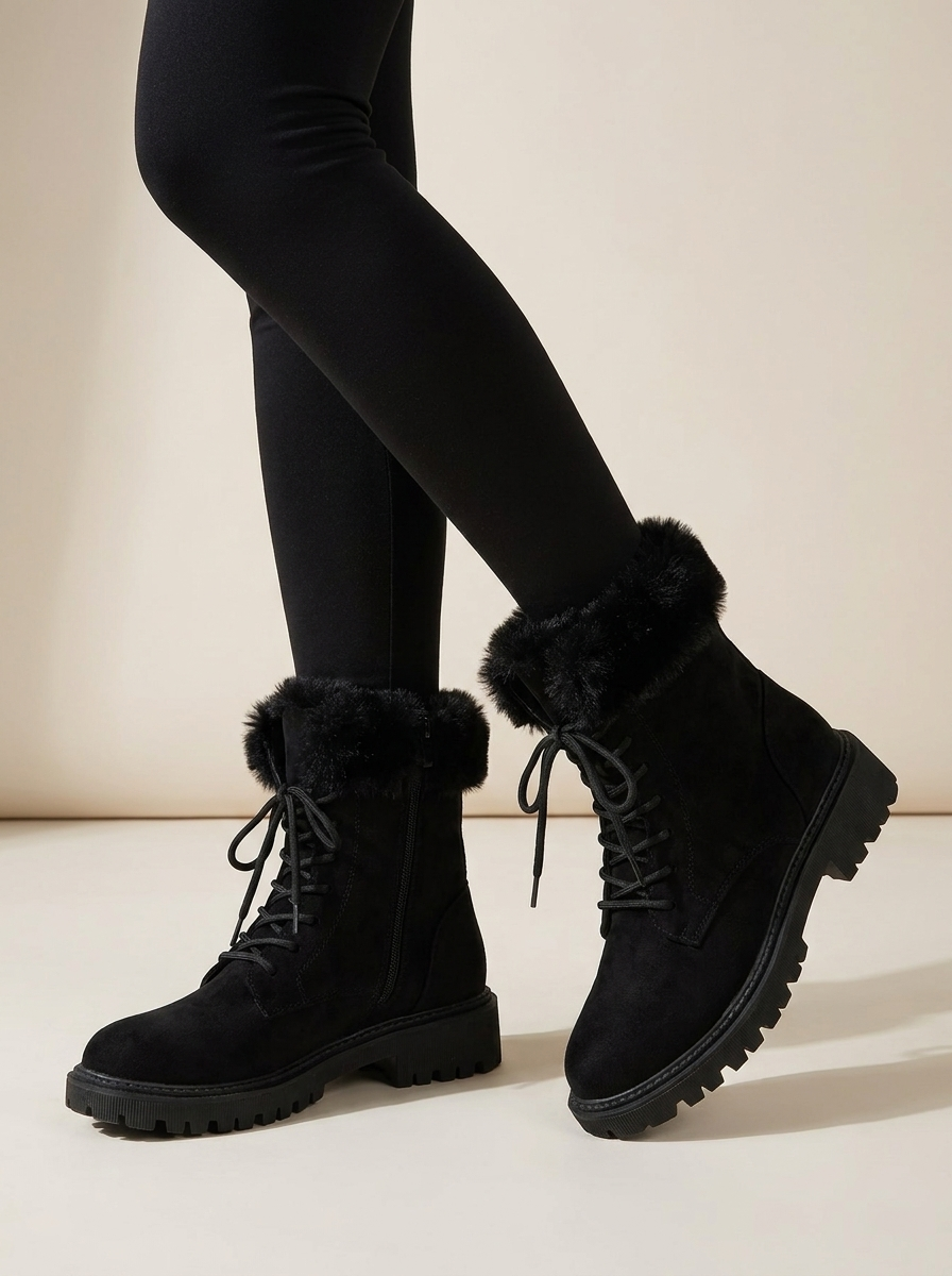Harper | Women's Lace-Up Boots | Faux Fur