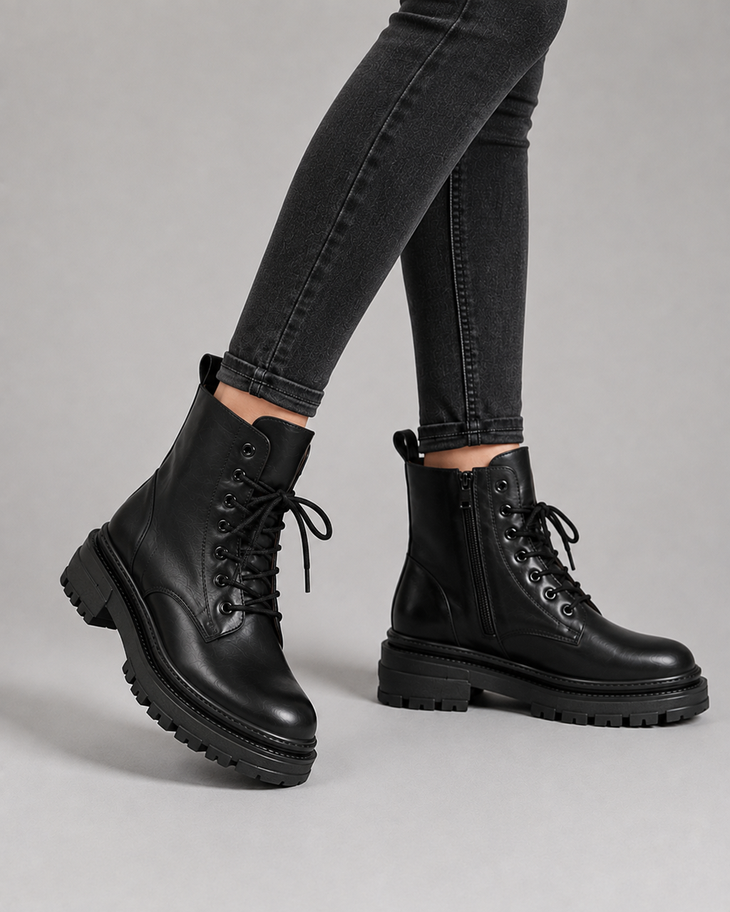 Harper | Women's Lace-Up Combat Boots | Chunky Sole · Eltrendio