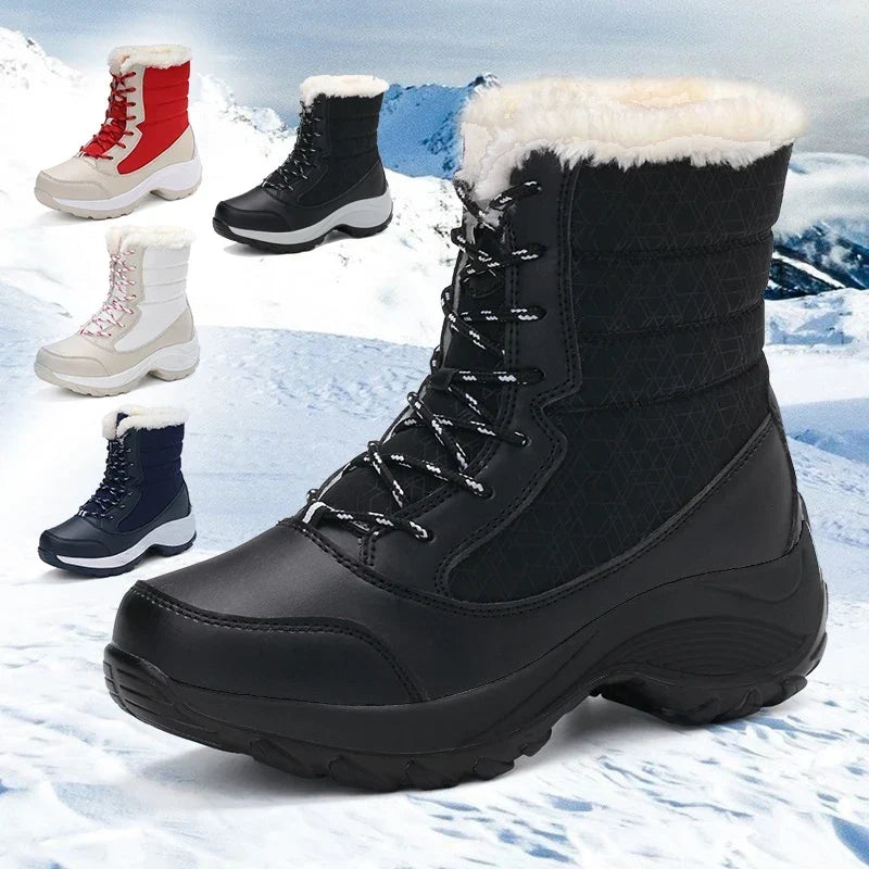 Harper | Women's Lace-Up Snow Boots | Fur Trim · Eltrendio