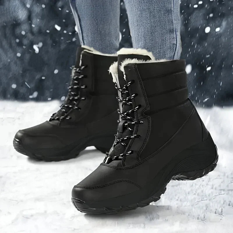 Harper | Women's Lace-Up Snow Boots | Fur Trim · Eltrendio