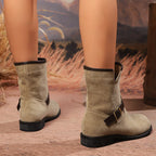 Harper | Women's Suede Ankle Boots | Buckle Strap · Eltrendio