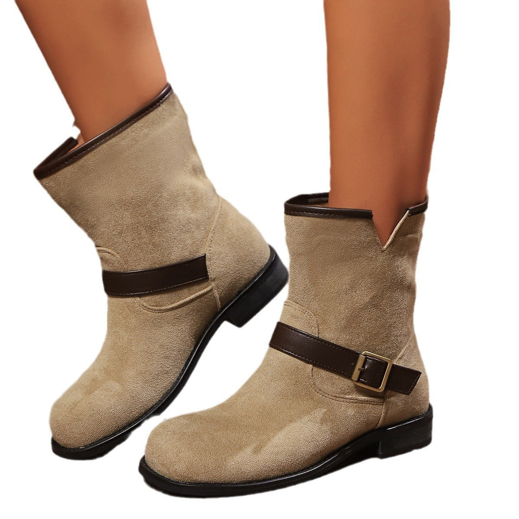 Harper | Women's Suede Ankle Boots | Buckle Strap · Eltrendio