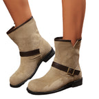 Harper | Women's Suede Ankle Boots | Buckle Strap · Eltrendio