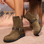 Harper | Women's Suede Ankle Boots | Buckle Strap · Eltrendio