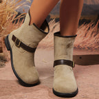 Harper | Women's Suede Ankle Boots | Buckle Strap · Eltrendio