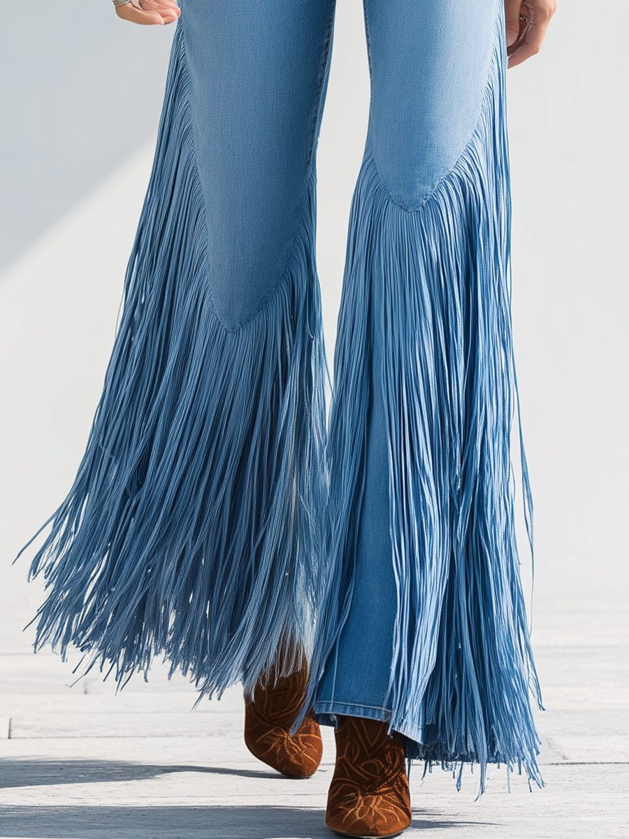 Harper | Women's Wide-Leg Jeans | Fringe Trim · Eltrendio