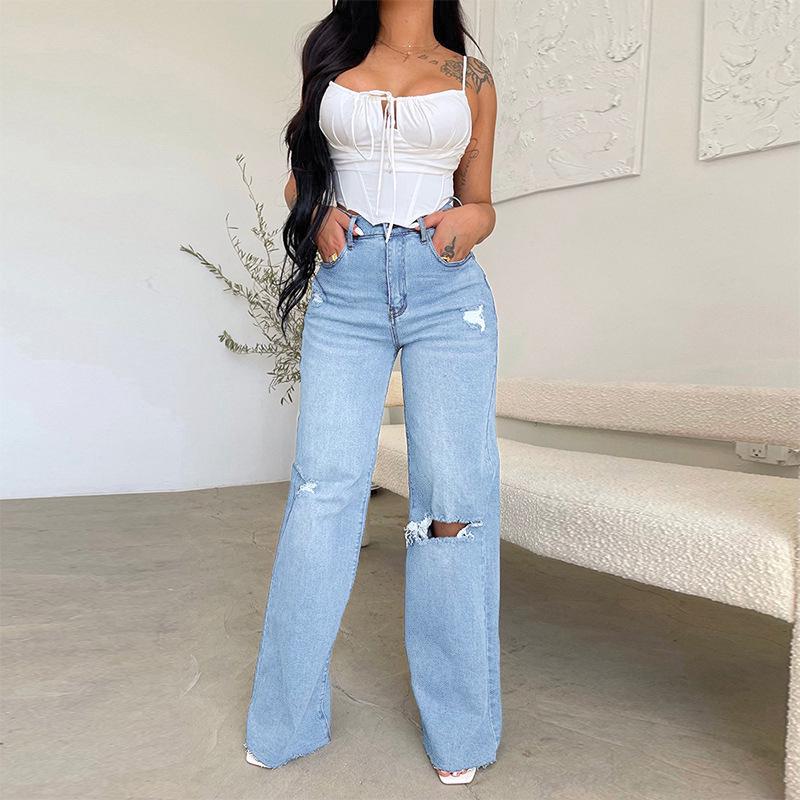 Harper | Women's Wide-Leg Jeans | Ripped Knees · Eltrendio