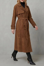 Harriet | Women's Belted Trench Coat | Suede · Eltrendio