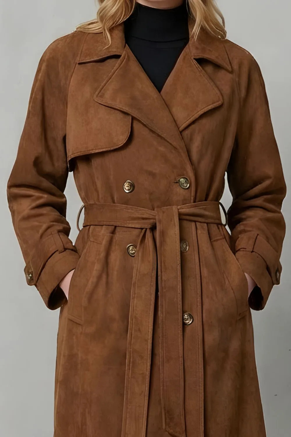 Harriet | Women's Belted Trench Coat | Suede · Eltrendio
