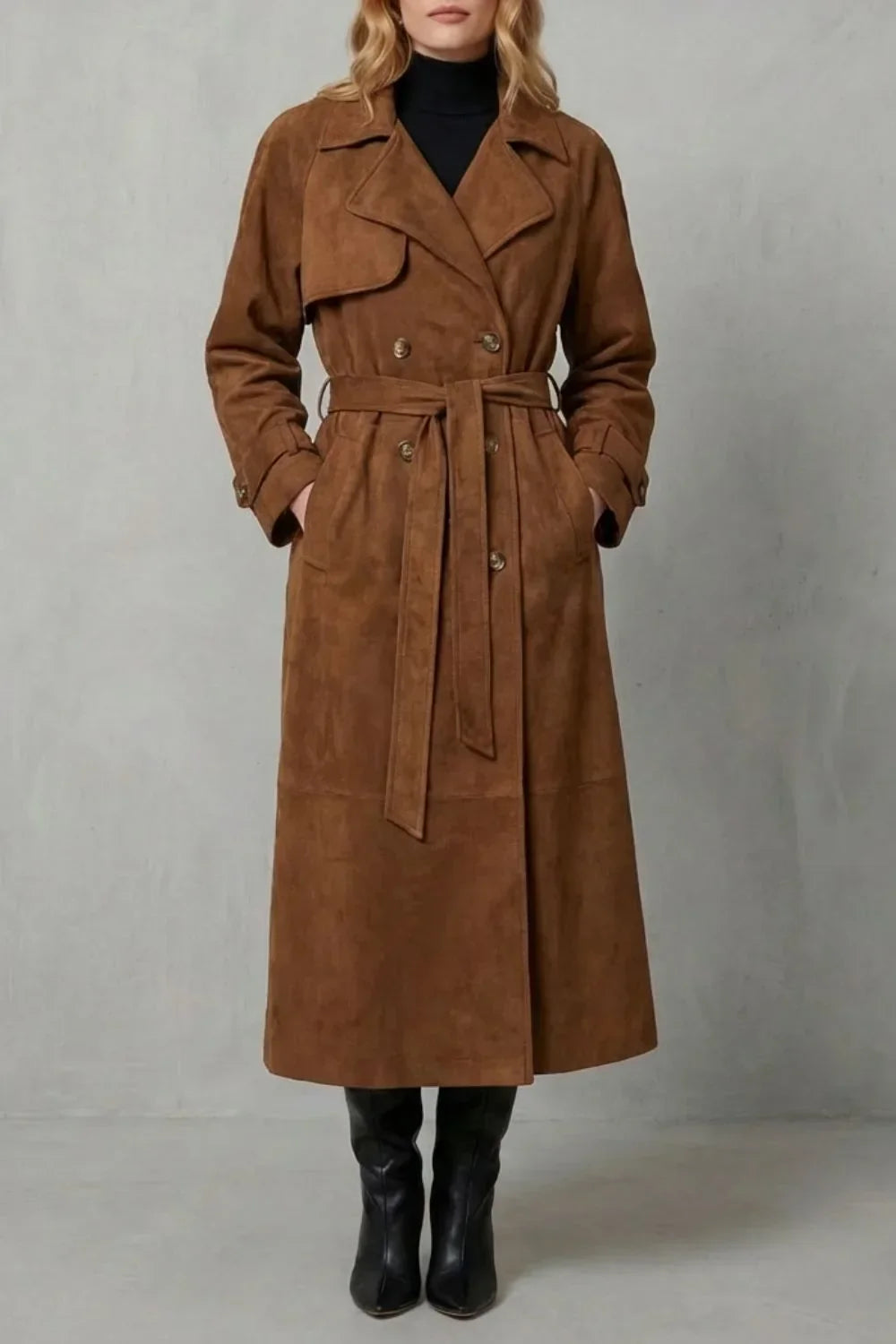 Harriet | Women's Belted Trench Coat | Suede · Eltrendio