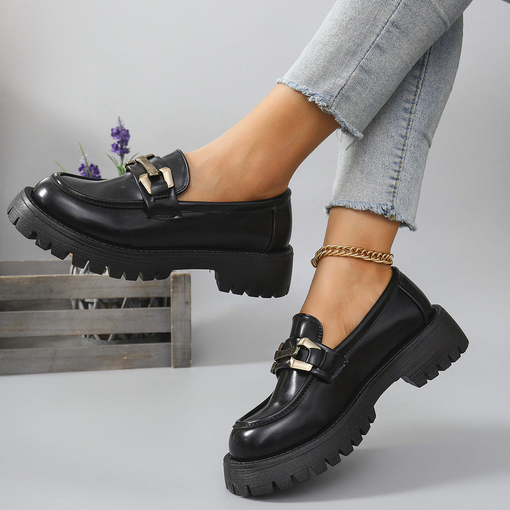 Harriet | Women's Chunky Platform Loafers | Buckle Detail · Eltrendio