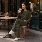 Harriet | Women's Crew Neck Loungewear Set | Drawstring Waist · Eltrendio