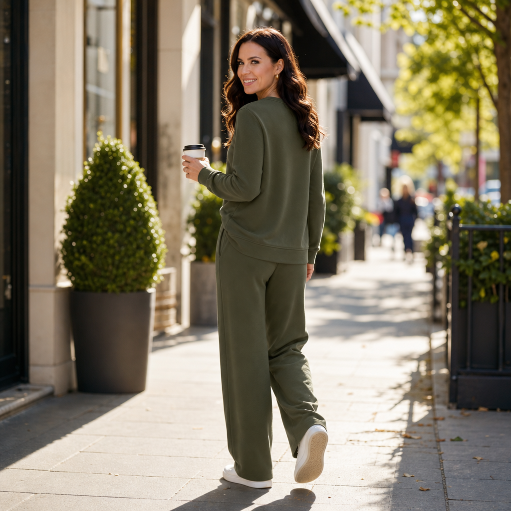 Harriet | Women's Crew Neck Loungewear Set | Drawstring Waist · Eltrendio