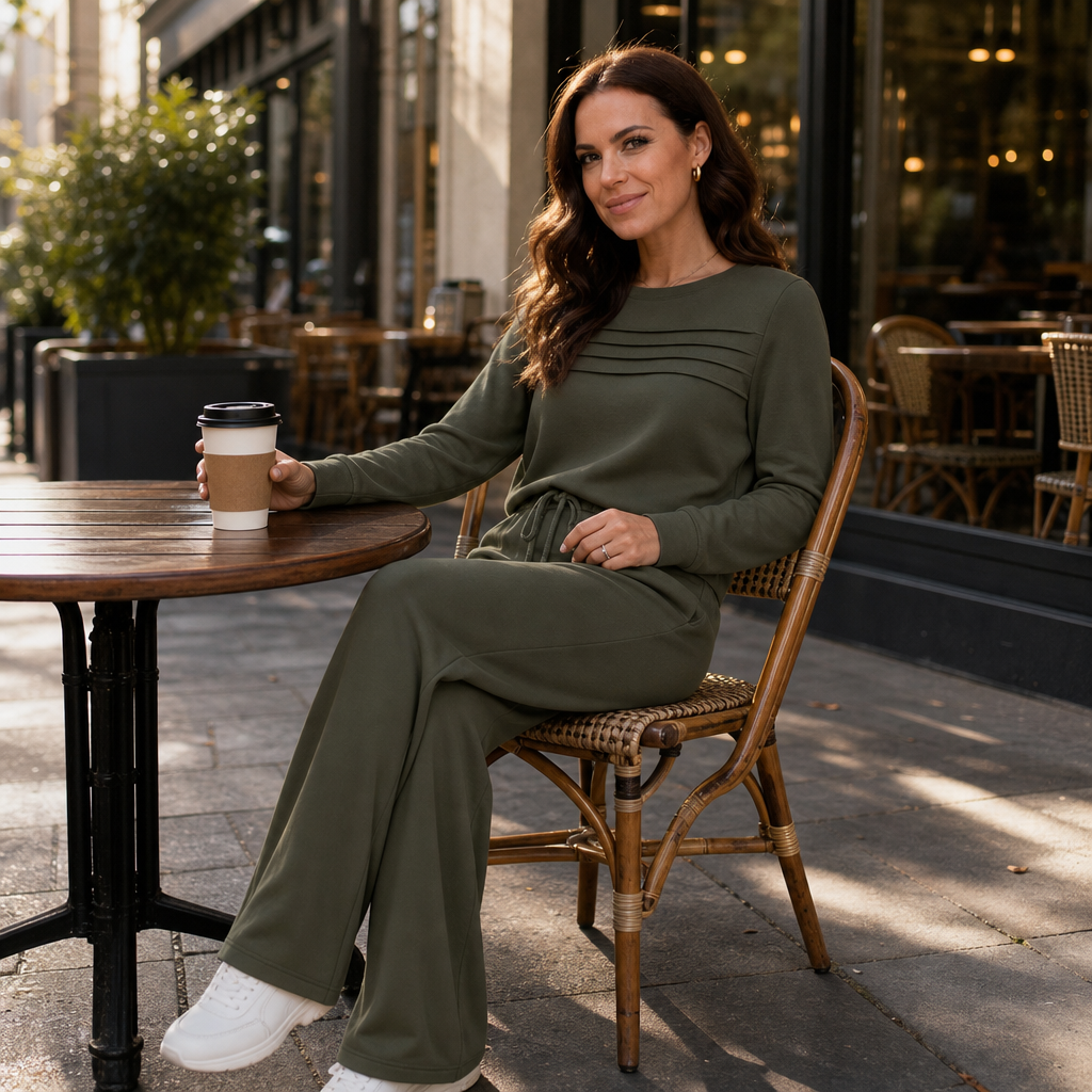Harriet | Women's Crew Neck Loungewear Set | Drawstring Waist · Eltrendio